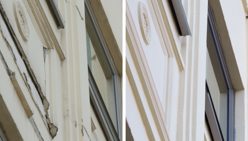 antes y después de una fachada en Madrid